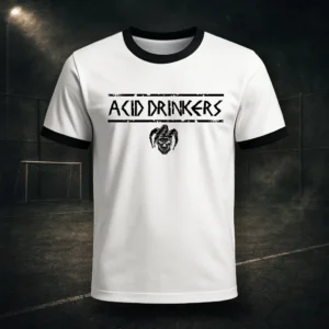 pilkarska-koszulka-acid-drinkers-444-months-of-metal-biala-przod Piłkarska koszulka Acid Drinkers - „444 Months of Metal” (biała)