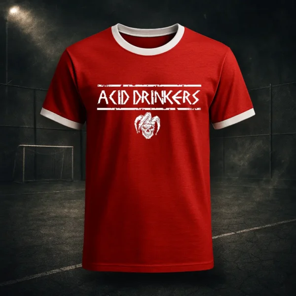 pilkarska-koszulka-acid-drinkers-444-months-of-metal-czerwona-przod Piłkarska koszulka Acid Drinkers - „444 Months of Metal” (czerwona)
